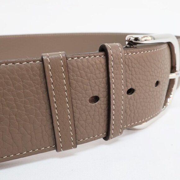 Hermes Belt Wide Beige Grey Silver Hardware Buckle Size 85 main image 7